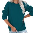 thumbnail image 6 of Pxiakgy Crewneck Sweatshirts Women Long Sleeve Crew Neck Sweatshirt Trendy Casual Pullover Tops Fall Winter Outfits 2025 Women's Casual Solid Color Round Neck Pocket Long Sleeve Top Sweatshirt Green L, 6 of 7