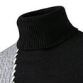 thumbnail image 5 of Dolkfu Men Sweater Turtleneck Patchwork Black Cable Knit Pullover Sweater Big and Tall Casual Color Block Basic Shirts L, 5 of 7