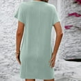 thumbnail image 7 of Busydd Womens Dresses Short Sleeve Round Neck Midi Dress Casual Loose Striped Sun Dress Summer Comfy Swing Mini Dress Basic T-Shirt Dresses with Pocket,Cotton Linen Dress for Women 2024, 7 of 7