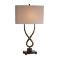 thumbnail image 1 of Uttermost 27811-1 Talema Aged Silver Leaf Table Lamp with Beige Linen Shade, 1 of 9