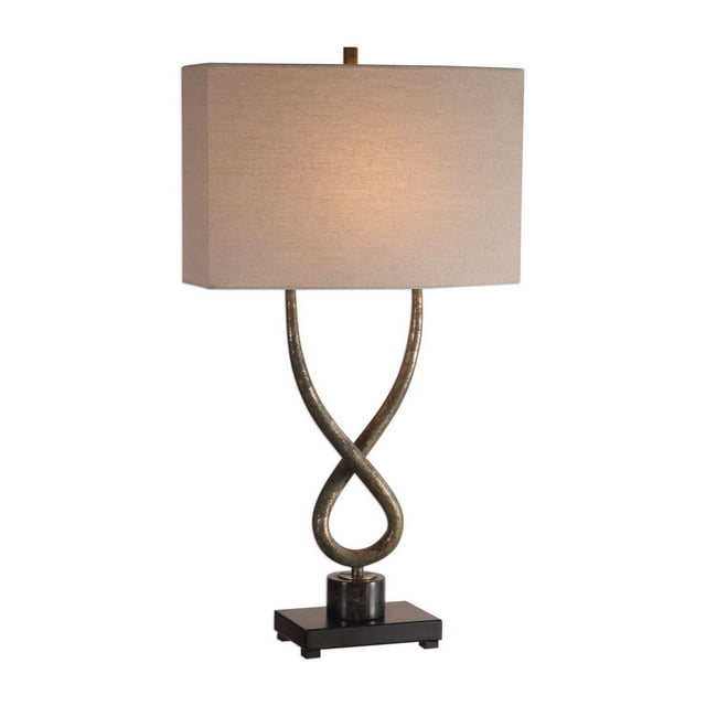 Uttermost Lampe de Table Feuille d'Argent Vieilli Talema avec Abat-Jour en Lin Beige 27811-1