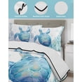 thumbnail image 4 of Quilts Twin Size Bedding Set, Blue Sea Turtle Lightweight Quilted Comforter, Summer Coastal Coral Ocean Soft Reversible Bedspread Coverlet with Pillow Covers for All Season, 68" x 86", 4 of 7