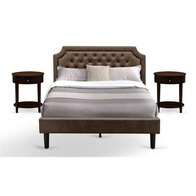 Pemberly Row Ensemble de Chambre Grand en Bois de 3 Pcs, Brun/acajou