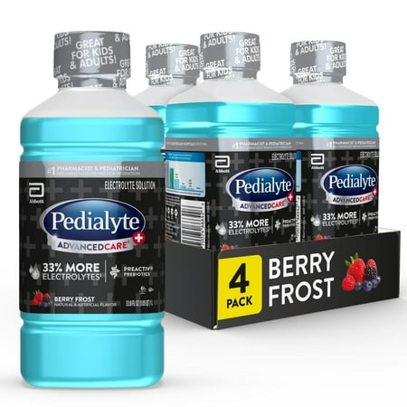 Pedialyte AdvancedCare Plus Electrolyte Drink, Berry Frost, 1 Liter, 4 Count