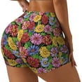 thumbnail image 2 of Kdxio Daisies Flowers Print Workout Shorts for Women Seamless Soft Smooth Gym Yoga Scrunch Active Shorts, 2 of 9