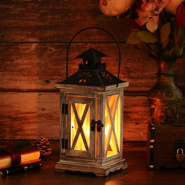 5X5X11Inch Wood Wooden Decorative Candle Lantern Vintage ... on Decorative Wall Sconces Candle Holders Outdoor Track id=98380