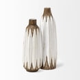 thumbnail image 3 of HomeRoots 397516 14 in. Rustic 3D Oval Points Brown & White Ceramic Vase, 3 of 5