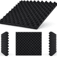 thumbnail image 5 of Acoustic Foam Panels 50x50x2cm – Studio Soundproofing Tiles for Home Recording, Vocal Booth, KTV & Drum Room | Pyramid Design Noise Reduction Wall Panels (Black, 12-Pack), 5 of 5