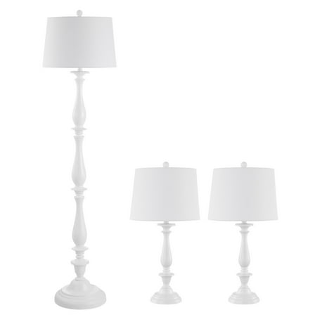 SAFAVIEH Bessie Classic Floor and Table Lamps Set, White, Set of 3