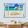 thumbnail image 3 of wall26 Canvas Print Wall Art Window View Beach Shore Chair Island Ocean Vacation Wilderness Nature Photography Realism Scenic Landscape Colorful Multicolor for Living Room, Bedroom, Office - 16", 3 of 5