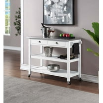 Convenience Concepts American Heritage 3 Tier Stainless Steel Kitchen Cart with Drawers, White/Stainless Steel