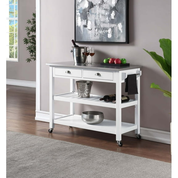 American Heritage 3 Tier Stainless Steel Kitchen Cart with Drawers