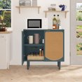 thumbnail image 4 of HLR Accent Storage Cabinetwith 2 Rattan Doors, Sideboard Buffet Cabinetwith Shelves, Free Standing TV Console Table with Storage, Modern Teal Cabinet for Kitchen, Dining Room, Living Room, Bedroom, 4 of 5