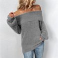 thumbnail image 6 of Aoochasliy Womens Sweaters Clearance Pullover Cardigan Solid Long Sleeve One Shoulder Cardigan Tops, 6 of 6