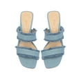 thumbnail image 4 of Schutz Amely Mid Block Summer Jeans Double Strap Slip On Open Toe Heel Sandals (Summer Jeans, 5), 4 of 6