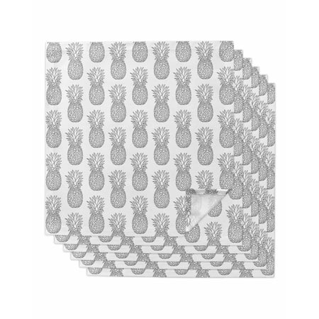 Grey Pineapples Cloth Napkins Set of 6 Reusable Dinner Napkins Summer Tropical Fruits Modern Cocktail Napkin Washable Table Napkins for Wedding/Holiday Party/Baby Shower 20 x20