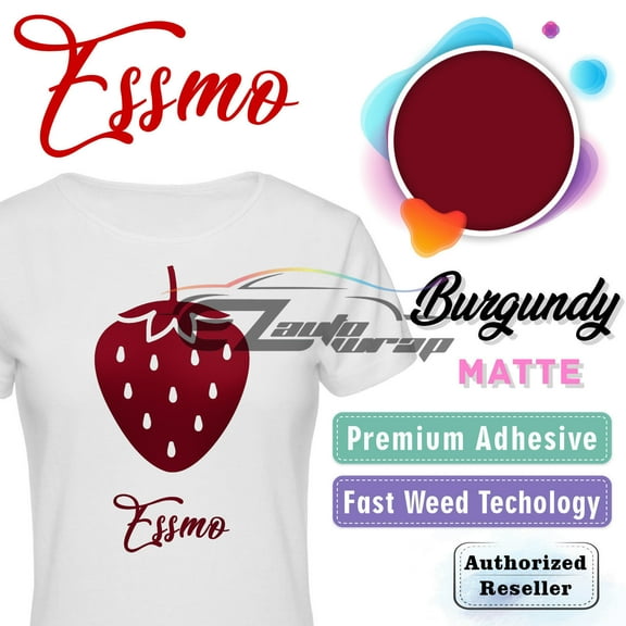 ESSMO Burgundy Matte Solid Heat Transfer Vinyl HTV Sheet T-Shirt 20" Wide Iron On Heat Press DP36 20"x12"