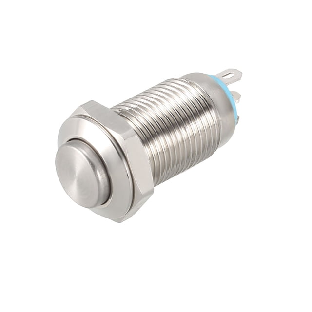 Interruptor de botón pulsador de metal de enclavamiento Unique Bargains, diámetro de montaje de 10 mm, 1NO 1NC COM, DC 30V 0.1A, 23.5 x 13.5mm