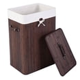thumbnail image 1 of GoDecor Rectangle Bamboo Hamper Laundry Basket Washing Cloth Bin Rangier Lid Home, 1 of 6