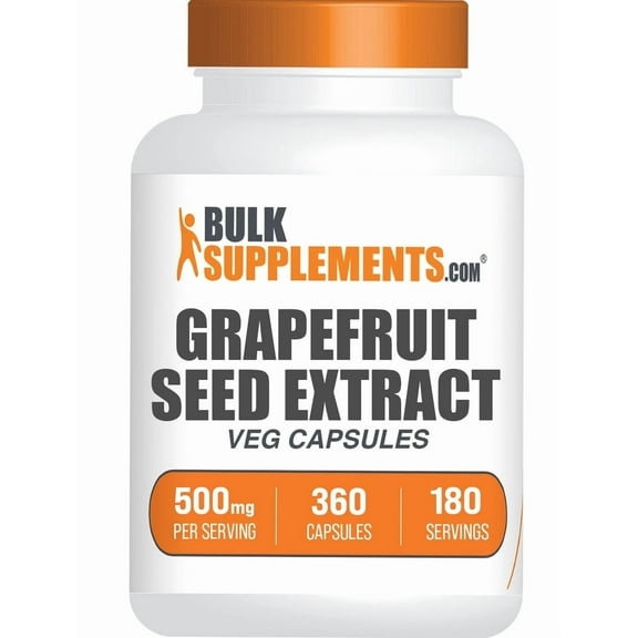 BulkSupplements Grapefruit Seed Extract Capsules - Herbal Supplement, Grapefruit Seed Supplement - Vegan, 2 Capsules per Serving (500mg), 360 Count