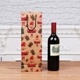 thumbnail image 3 of kiskick Printed Christmas Pattern Kraft Paper Bag - Cartoon Handle Design Rectangular Storage Reusable Christmas Red Wine Bottle Bag for Festival, 3 of 8