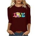 thumbnail image 2 of Xihbxyly Hauts Décontractés pour Femmes T-shirt Imprimé Col Rond de Pâques Manches 3/4 Col Rond Chandail Tendance à Petit Prix, 2 of 5