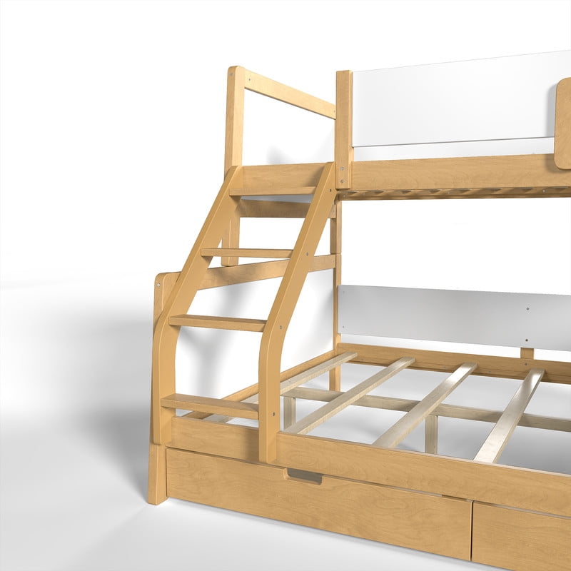 Convertible Twin XL-Over-Queen Wood Bunk Bed Split into 2 Platform Beds, Storage Kids Bed Frame with Under-Bed Drawers