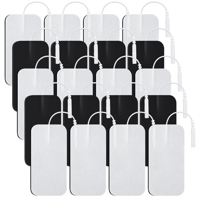 Parches de electrodos TENS, 20 unidades de 2" x 4", almohadillas de repuesto autoadhesivas rectangulares, reutilizables para máquina TENS