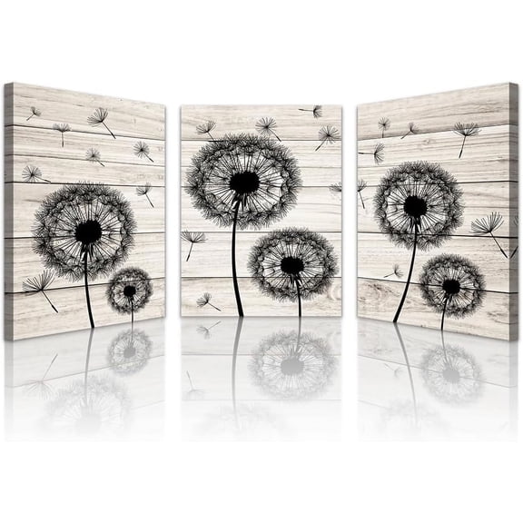 Wall Decor For Living Room Canvas Wall Art For Bedroom Fashion Office Wall Decorations Abstract Flowers Wall Paintings Art Black Dandelion Pictures Artwork Kitchen Home Decor 3 Pieces