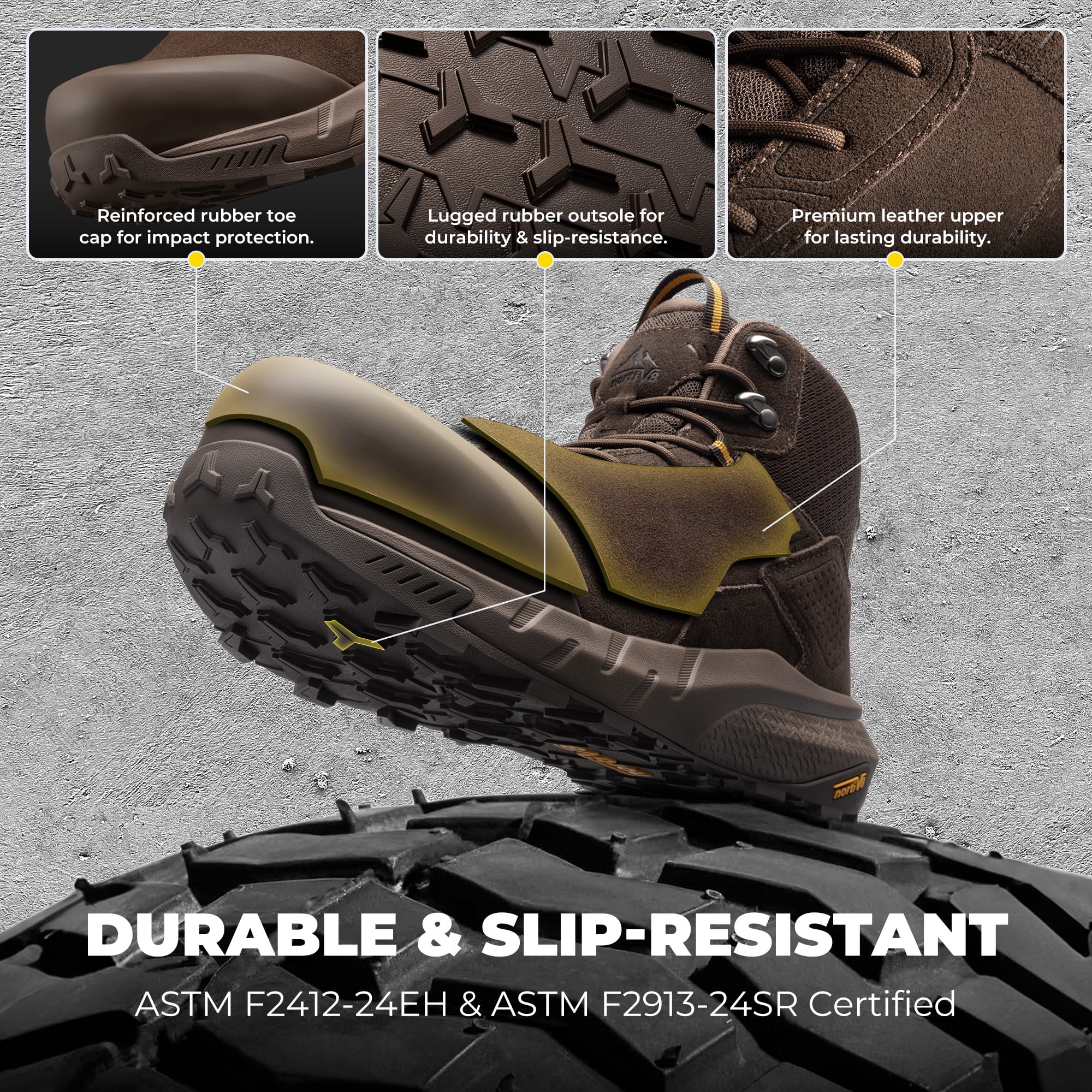 NORTIV 8 Waterproof Composite Toe Work Boots for Men – Lightweight