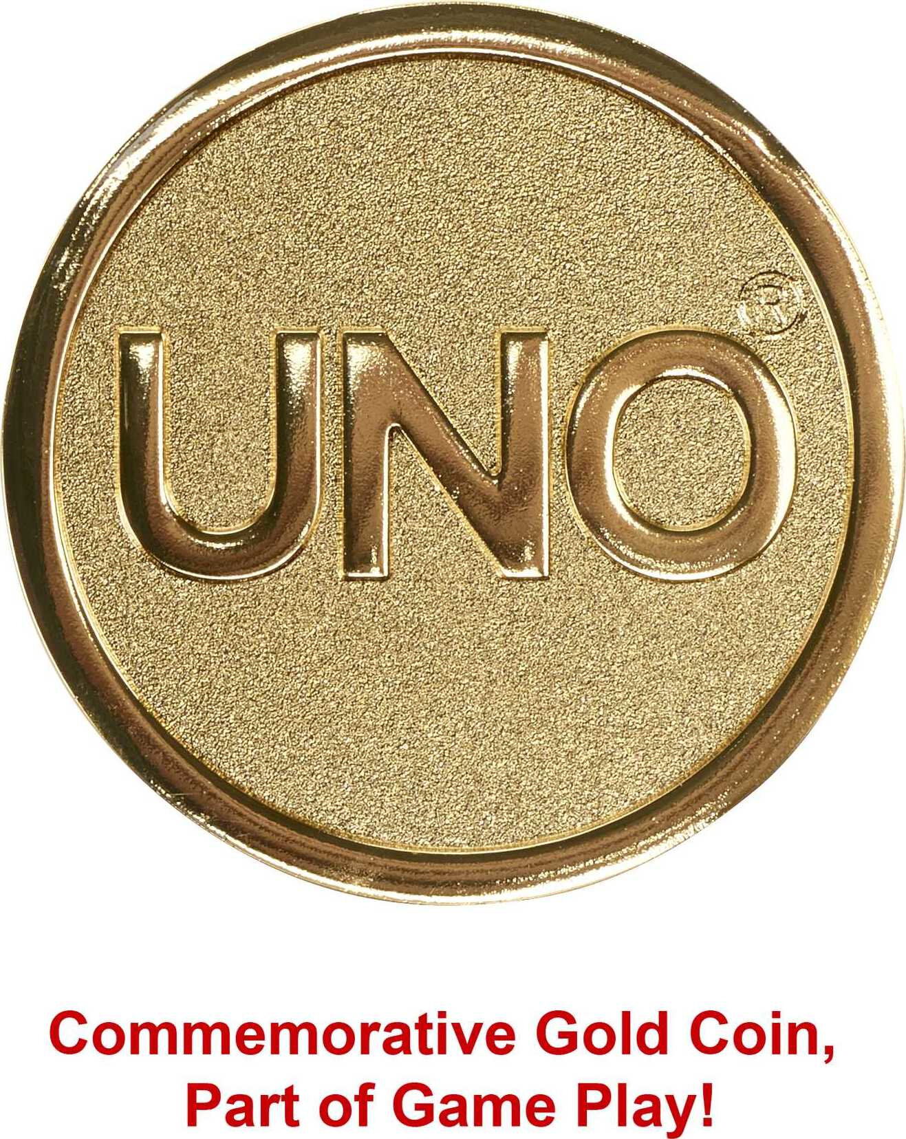 UNO Card Game for Kids, Adults and Game Night with Special Wild Cards and Anniversary Gold Coin - image 5 of 7