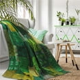 thumbnail image 1 of LR Resources THROW80156TBG425A Kantha Peacock Rectangle Throw Blanket - Tonal Green, 1 of 1