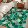 thumbnail image 5 of 2.7x5 Washable Area Rug, Retro Non-Slip Rectangle Rug for Bedroom Bedside, Bohemian Style Green Wavy Lines Ocean Indoor Floor Mat for Home Decor, 5 of 9