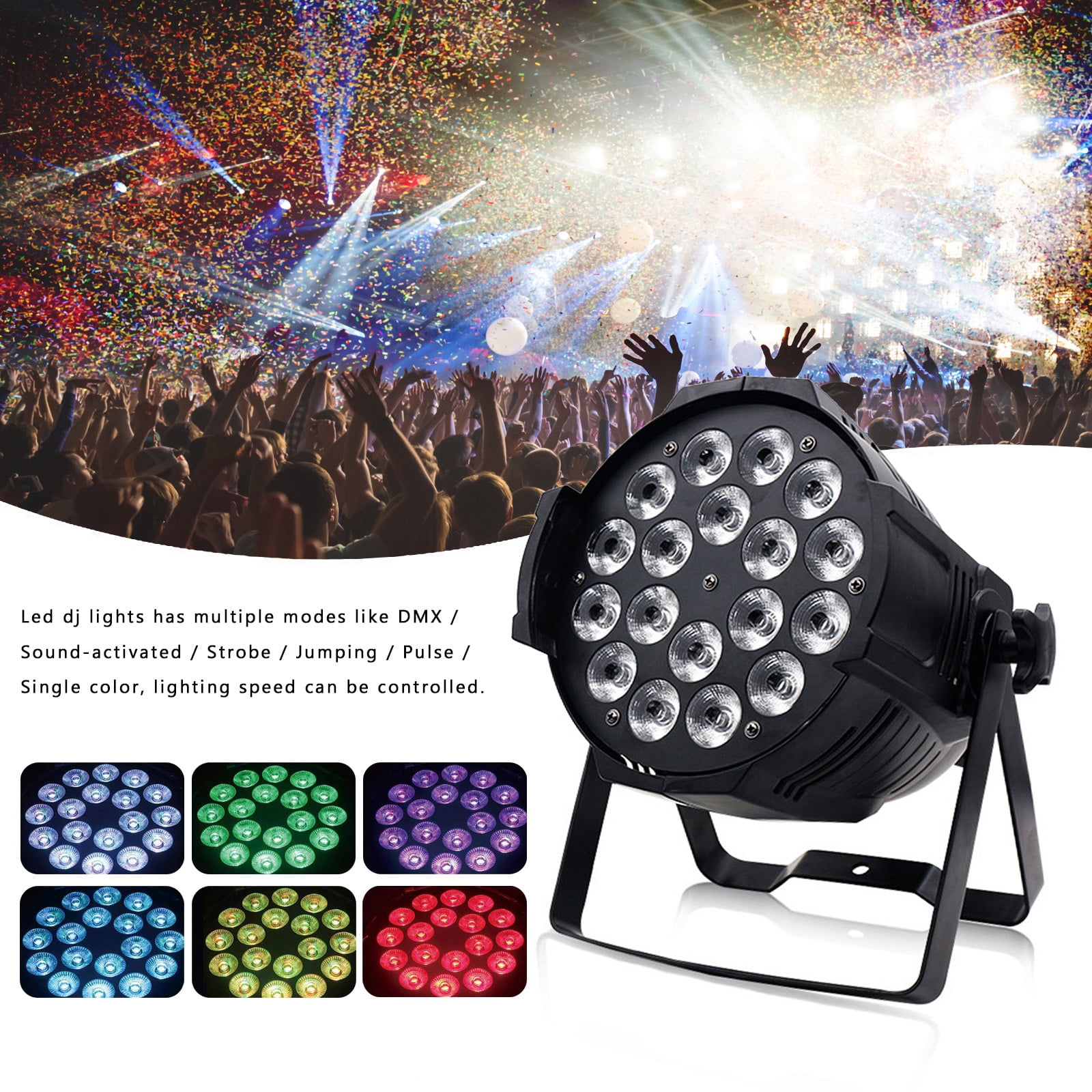 Motor Genic 200W 18LED Stage Lights RGBW DMX Color Par Light Party DJ Disco Show - Walmart.com