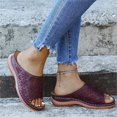 thumbnail image 4 of Womens Flat Sandals Arch Support Flower Graphic Platform Open Toe Non-Slip Cork Footbed Slide Sandals Soft Lounge Adjustable Buckle Slides for Daily Walking, 4 of 5