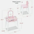 thumbnail image 2 of Best Choice Kids Wooden Pretend Play Vanity and Chair Set w/ Mirror  Little Girls Makeup Table with 3 Drawers, Pink, 2 of 8