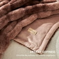 thumbnail image 6 of EVERGRACE Luxurious Soft Faux Rabbit Fur Throw Blanket, Cozy Fuzzy Plush Warm Throws for Couch Bed Sofa Chair Home Decor, Ruched Bubble Fluffy Blanket with Reversible Velvet, 50"" x 60"", Mocha Brown, 6 of 8
