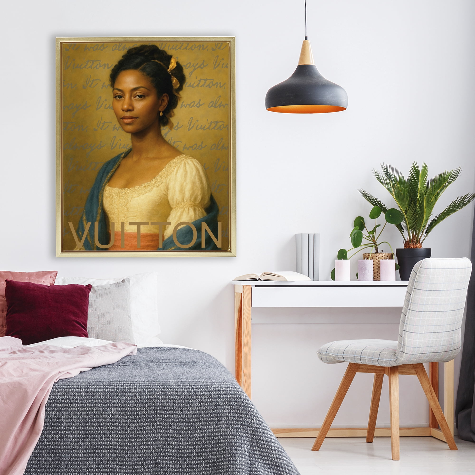 Stupell Industries Vintage Fashion Lady Gold Framed Floater Canvas Wall Art, design by Grotto Studios