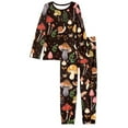thumbnail image 4 of SCRAWLGOD Mushroom Pajamas Set of 2 Pjs Sets for Women Sleepwear Long Sleeve Pajama Set with Pockets Ladies Jogger Pjs Set Size XS Elastic Women Lounge Set Fall, 4 of 6