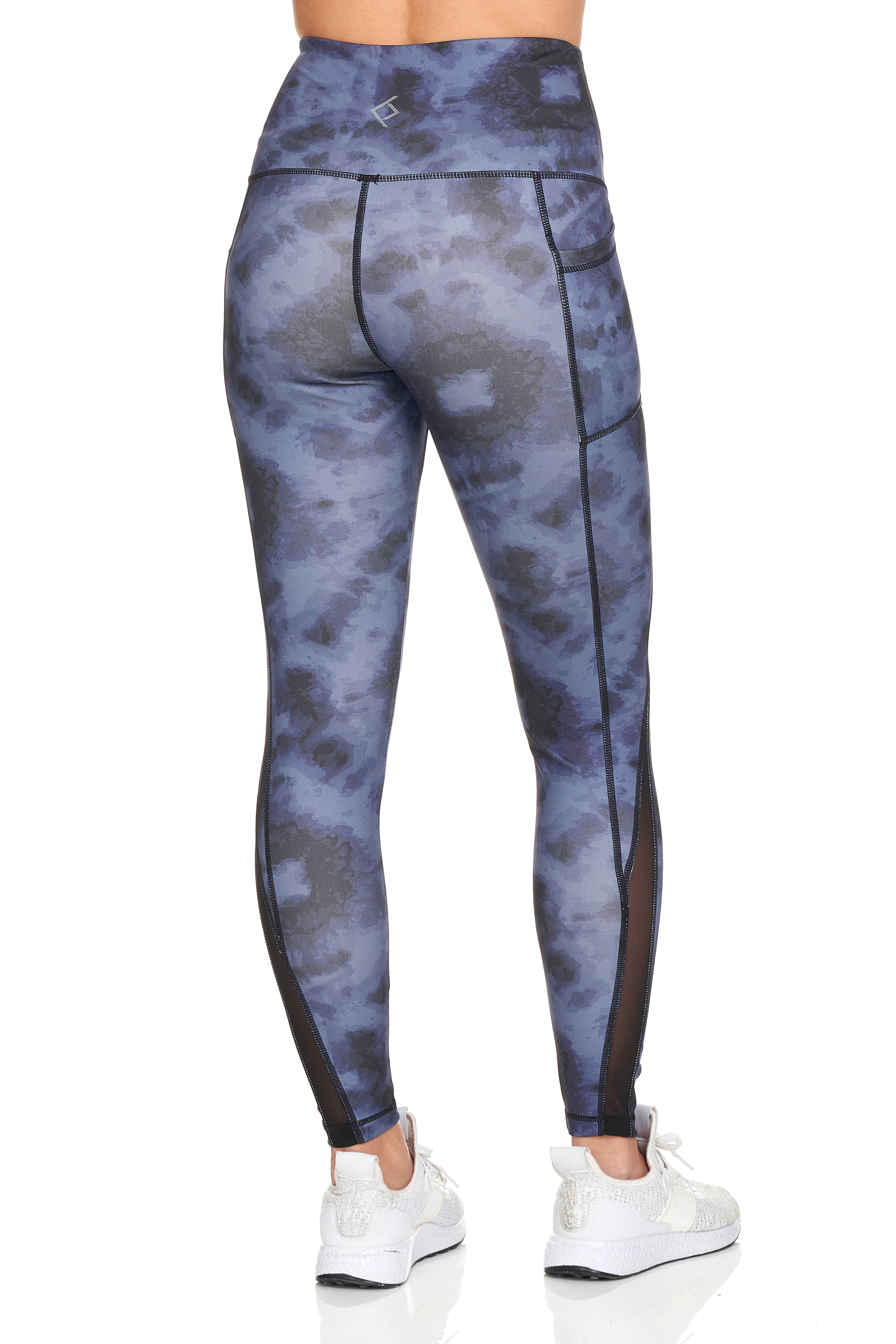 BSP Women's Tie-Dye Full Length Leggings With Mesh & Pockets