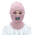 thumbnail image 3 of Domzle Winter Knit Beanie Hat with Neck Warmer,Thermal Face Cover for Cold Weather Warm for Outdoor Pink, 3 of 5