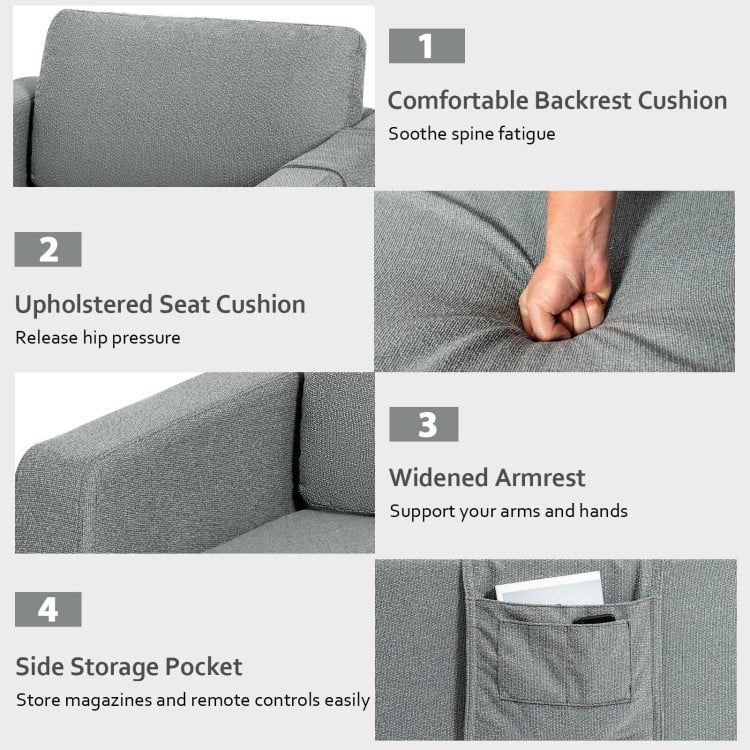 Finihen Sectional Sofa Couch, Modern Accent Armchair with Side Storage Pocket, for Living Room, Gray Finihen Sectional Sofa Couch, Modern Accent Armchair with Side Storage Pocket, for Living Room, Gray