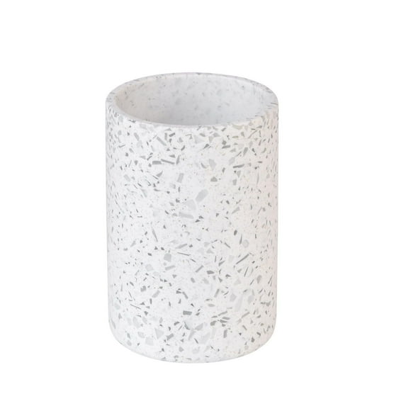 hometrends White Terrazzo Tumbler, stone-like resin tumbler for bathroom use, Stone-like tumbler