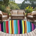 thumbnail image 4 of Mexican Style Round Area Rug 6Ft Washable Circle Rugs for Bathroom Office, Colorful Mexico Stripes Blue Yellow Non-Slip Carpet Floor Mats Indoor Outdoor Carpet Runner Aesthetic Home Decor, 4 of 8