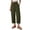 *Army Green, variant on VBVC Women's Cotton Linen Drawstring Cropped Pants , Wide Leg Capri Pants For Women , Ladies' Lightweight Elastic Waist Trousers with Pockets,Army Green,S-2XL