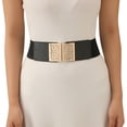 thumbnail image 3 of IQOGKRN Women's Elastic Wide Waist Belt with Buckle Stretchy Cincher for Dresses & Coats Black3 One Size, 3 of 8