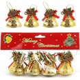 thumbnail image 5 of Paquete de 4 mini lazos navideños con campanas, para árbol de Navidad, suministros de decoración para fiestas, decoración del hogar, accesorios para colgar árboles de Navidad (dorado), 5 of 5