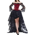 thumbnail image 1 of Eudolah Women's Lace Bustier Corset Off Shoulder Top Corset with High Low Skirt Partywear Red,X-large, 1 of 1
