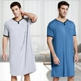 thumbnail image 3 of Men Sleep Robes Short Sleeve Solid Pajamas Pockets Cozy Cotton Vintage Homewear Nightgown Mens Bathrobes, 3 of 3