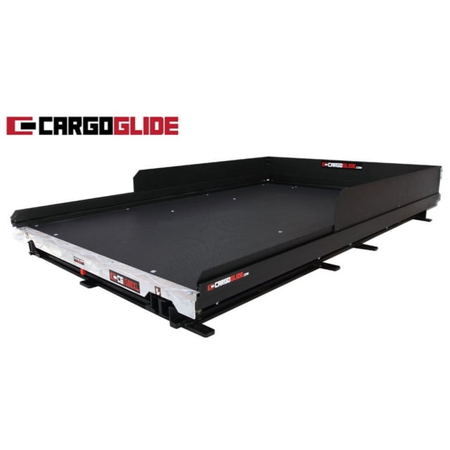 Cargo Glide Bed Slide CG1500XL-6348 CG-XL Series; 1500 Pounds; Black Powder Coated Steel Frame; Polished Aluminum Side Rail; Black HDPE Coated 3/4 Inch Plywood Platform; Bolts To Truck Bed